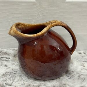 Vtg Hull Brown Drip Glaze Ball Pitcher w/Ice Lip ~ Oven Proof ~ 2 Quart Pottery